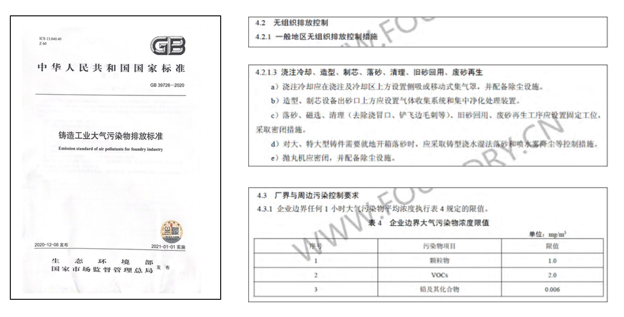 鑄造工業大氣污染物排放標準